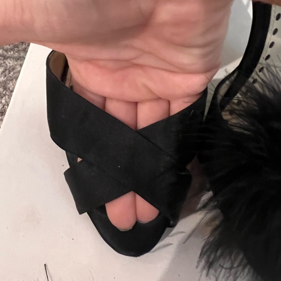 Yves Saint Laurent Black Heels with Fur Pom Poms - Picture 3 of 8